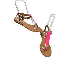 Diane Von Furstenberg flat strappy  sandals size 10  bright pink